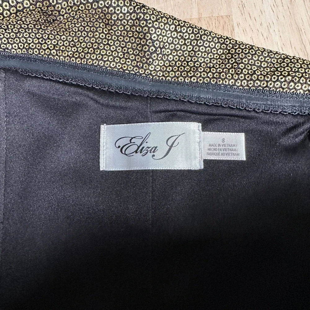 Eliza J Off the Shoulder Fit &‎ Flare Gown Metallic Gold 8 Wedding Prom Formal - Picture 10 of 10
